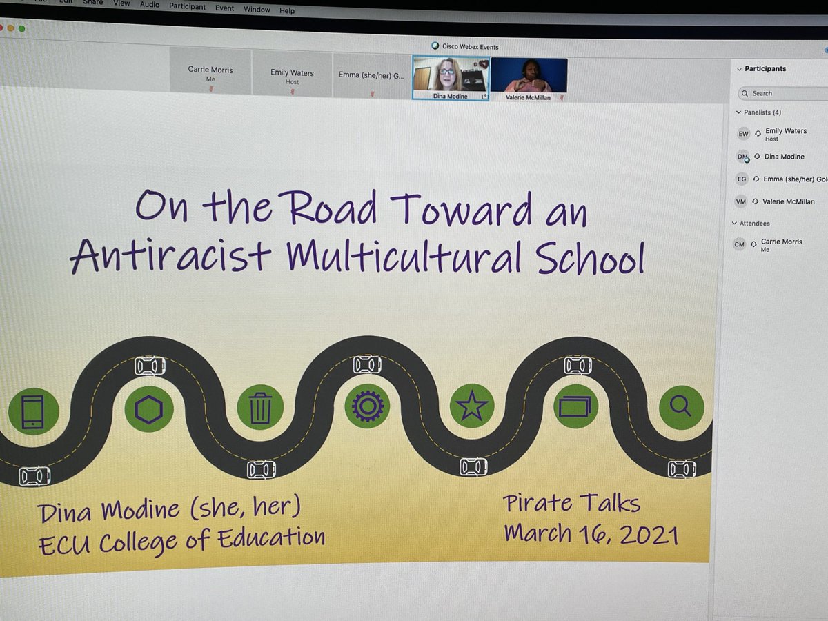 EProjecti4's tweet photo. Shout out to our Cohort I and EdD Student, Dina Modine!!! She is leading an ECU Grad Talk at ECU tonight! We’re proud of you, Dina! @ECUEdLeadership @EProjecti4 #ecui4 #antiracistschools https://t.co/U32YZtANQy