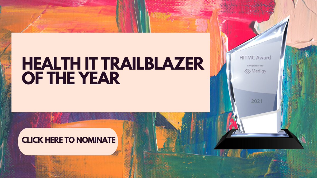 Colin_Hung's tweet image. Who has helped push #HealthIT forward last year? Who has been an innovator, disruptor, or leader that has stood out? Nominate them for a 2021 Medigy #HITMC Award!

bit.ly/2OXnKrF

#HITsm #hcldr