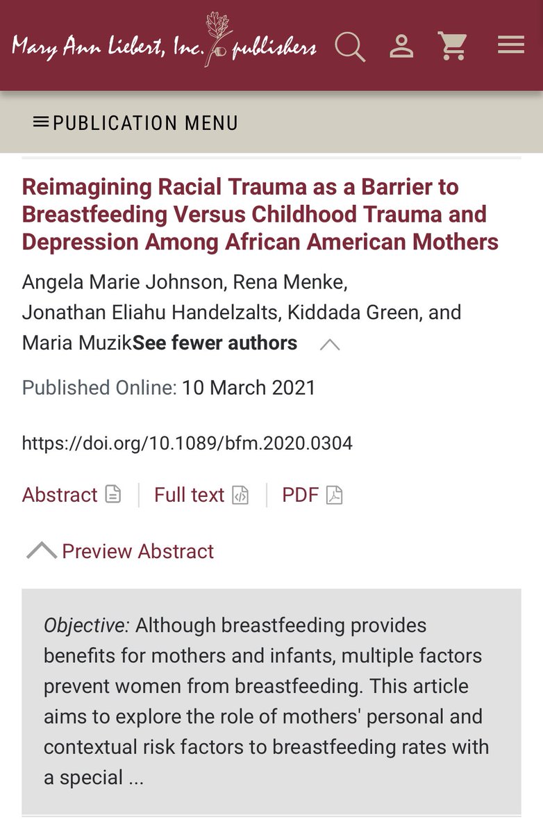 askkiddada's tweet photo. My blessings keep coming back to back. 🙌🏾 Thankful to @amjohnsonPHD for inviting me to co-authorship of Reimagining Racial Trauma as a Barrier to Breastfeeding Versus Childhood Trauma and Depression Among African American. https://t.co/5mRkbGg7xe https://t.co/1cKJP832aP