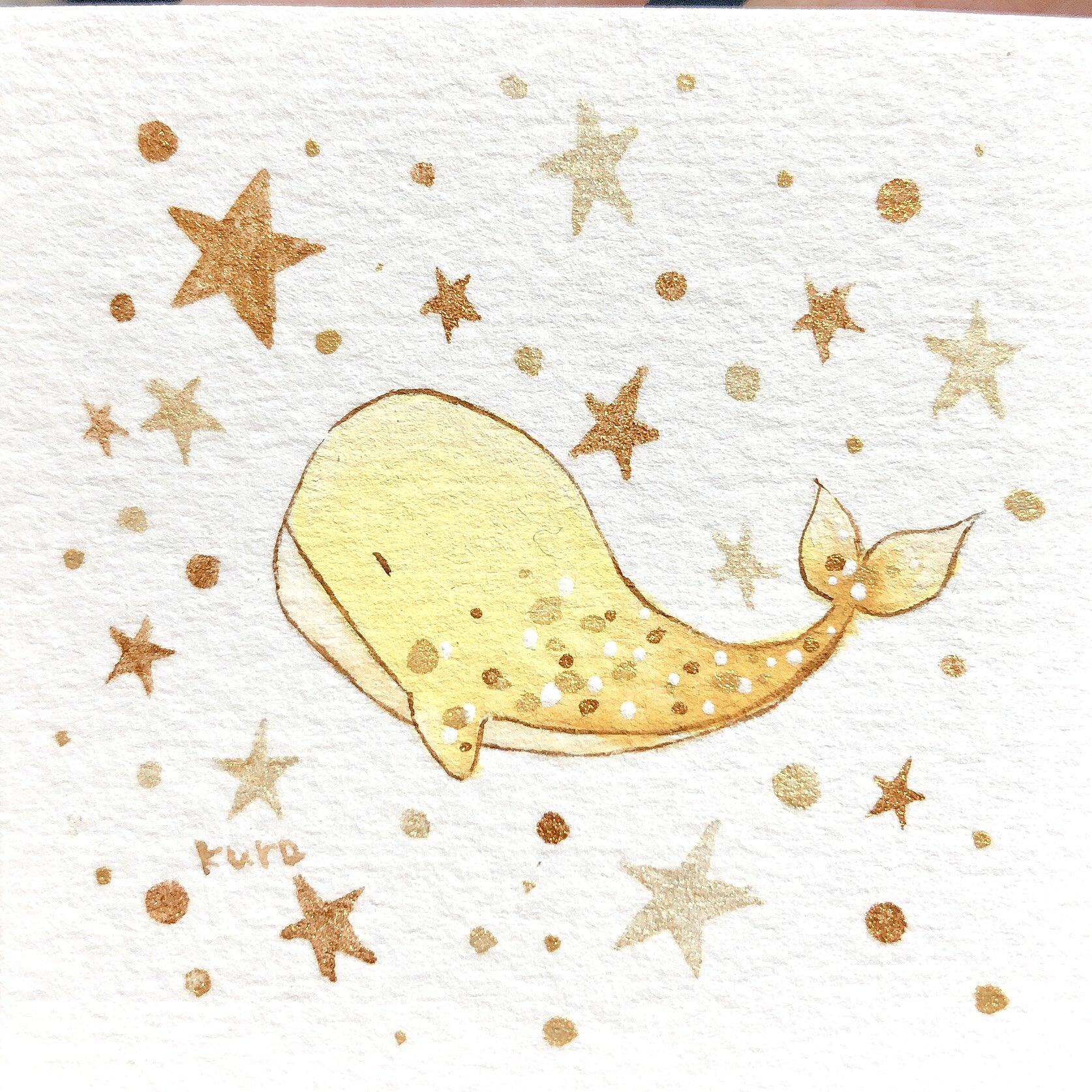 Kuro 黄色いクジラの絵のオーダーを頂きました 元絵はピンクのクジラの絵です ありがとうございました お色の変更は無料で行っております イラスト 水彩 クジラ T Co Htanwo022u Twitter