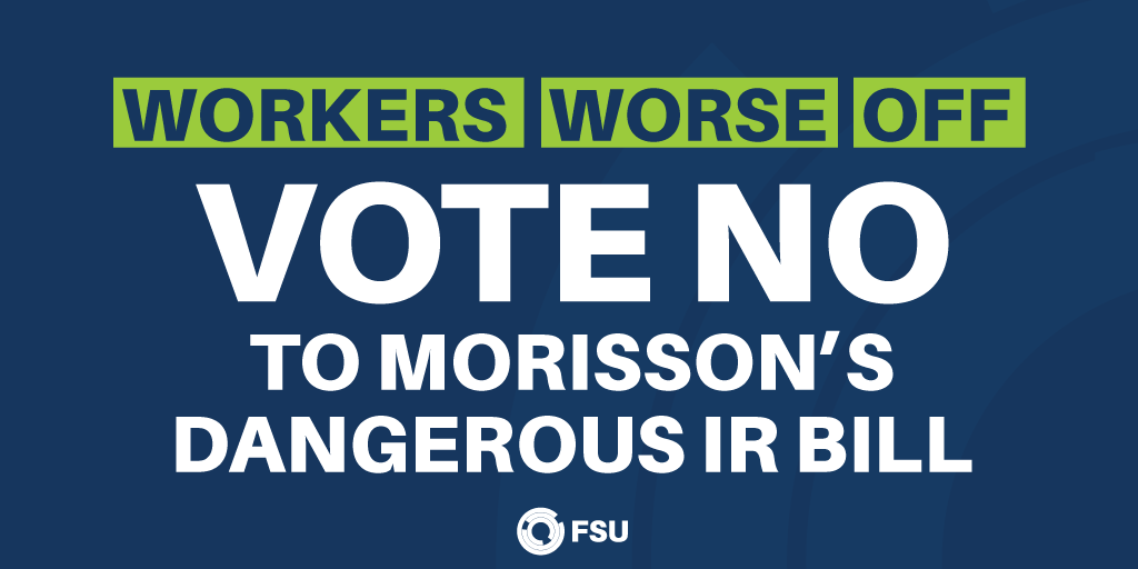 FSU_Australia's tweet photo. Watch day 2 of the anti-worker bill debated in the Senate. https://t.co/tafBYmlYjv

@PaulineHansonOz and @MRobertsQLD need to stand up for Australian workers. Do you have our backs? Commit to a #fairgovoteNo 

#auspol #bootthebill https://t.co/EiCHOTclRp