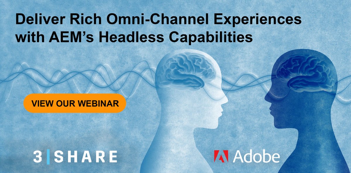 3SHARE's tweet photo. Going headless has its advantages! We teamed up with @Adobe to bring you this webinar: https://t.co/alUEqpAITf which explains the top reasons you should consider transitioning your #AdoebExperienceManager to a headless/hybrid CMS.
#3SHARE #AEM #HeadlessCMS #HybridCMS https://t.co/EodWVpNmXd