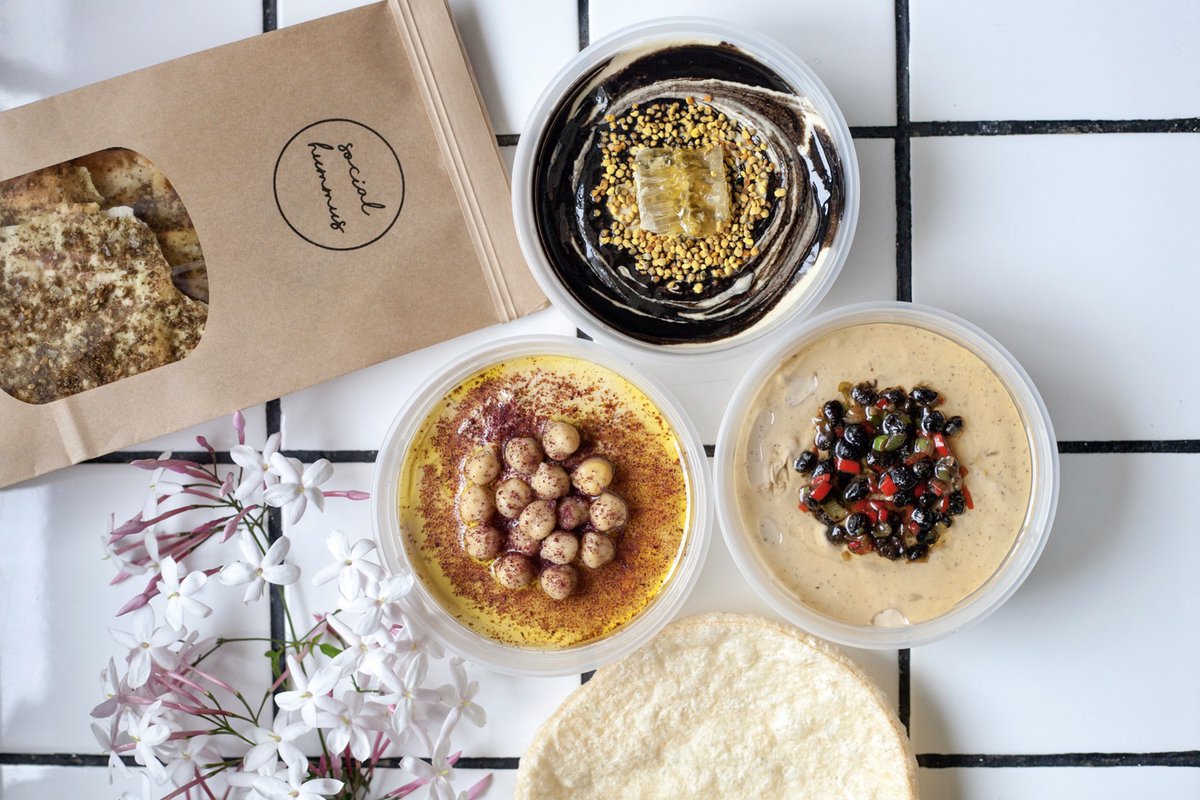SocialHummus's tweet photo. Orders are now open until sold out at https://t.co/W8lxYxu1Sr

March Flavors:
1. Chinese Black Bean Hummus (Featured Chef)
2. Yuzu, Honey &amp; Black Sesame Swirl Hummus
3. Classic OG Social Hummus https://t.co/PYC9vJGAuG
