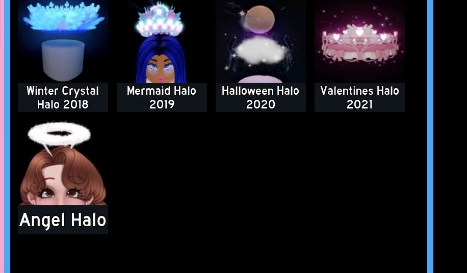 Tradeing these halos og mer , new hall, new Val, and og winter and angel 

#mm2trades #RhTrading #royalehigh #RHoffers #royalehighoffer  #royalehighhalos #royalehighgiveaway #RhTrading #royalehighhalotrades #royalehighoffers #adoptmetradings #royalehightradings #royalehightradin