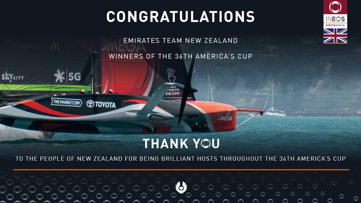 Congratulations <a href="/EmiratesTeamNZ/">Emirates Team New Zealand</a> 👏 &amp; thank you #NewZealand for a brilliant 36th <a href="/americascup/">americascup</a>