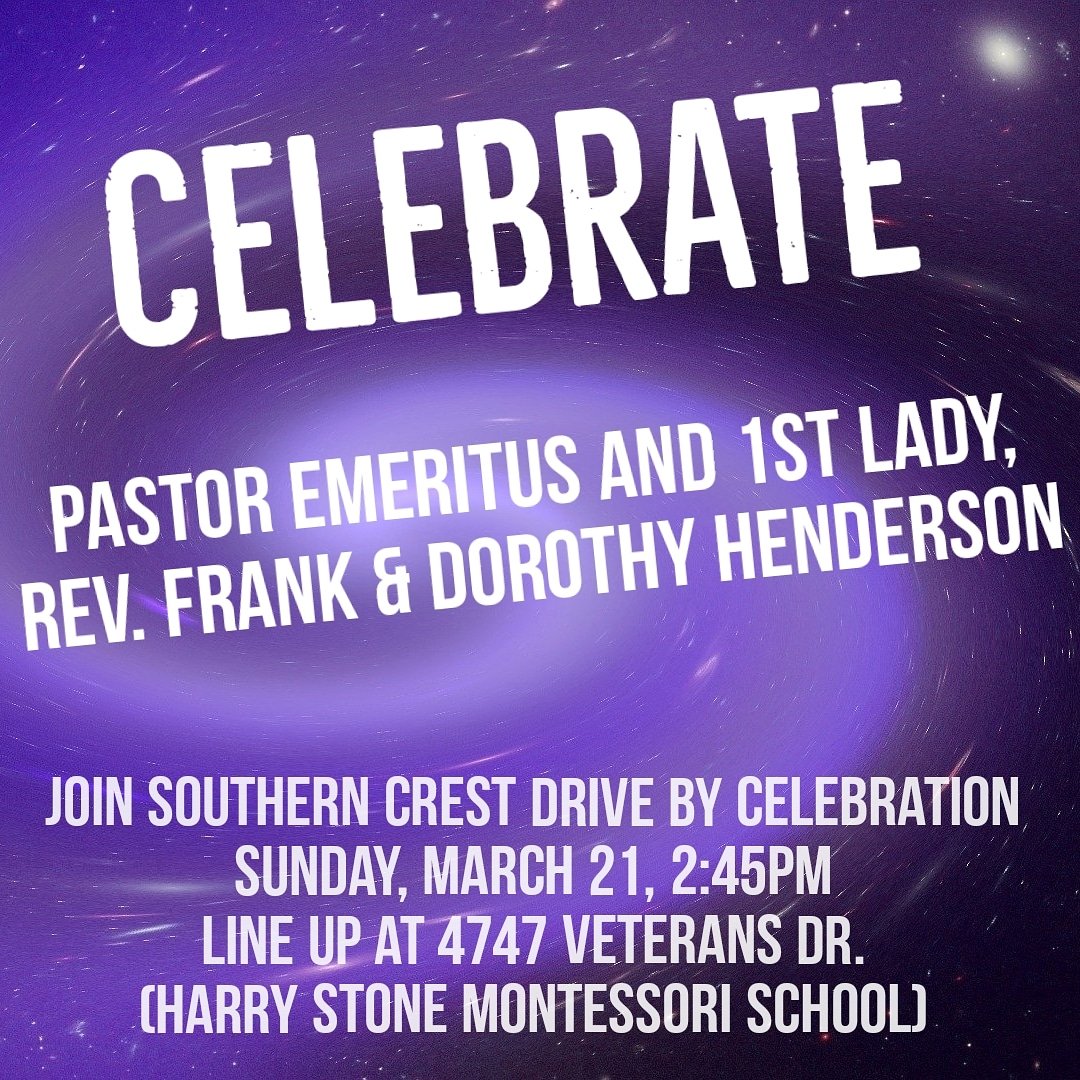 1southerncrest's tweet photo. 1. Line up no later than 2:45pm at 4747 Veterans Dr. 
2. From there we'll arrive at the 2300 block of Frank Henderson Jr.  
3. Decorate your vehicle with congratulatory signs. 
4. Remain in your vehicles. 
5. Monetary gifts of appreciation will be accepted. https://t.co/Nypg7LNtbR