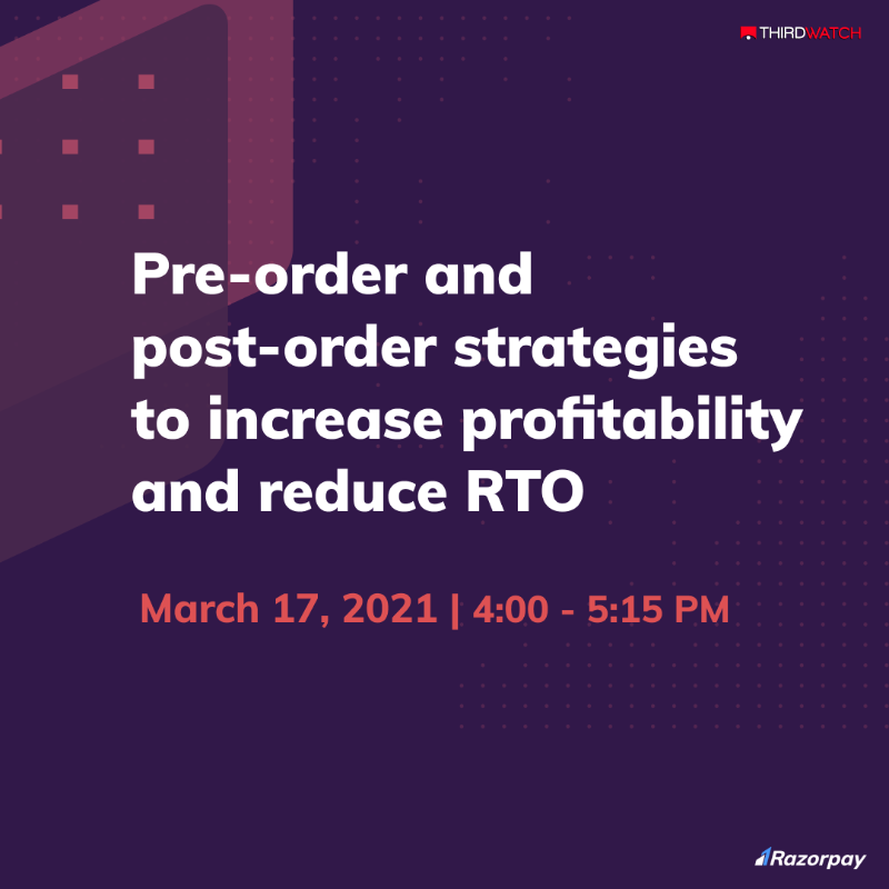thirdwatch_ai's tweet photo. The day has FINALLY arrived! 🤩 🥁

The webinar on "pre-order and post-order strategies to increase profitability and reduce RTO" with our friends from @AdyogiPlatform and Freakins is just a few hours away! ⏳

Register NOW!👇