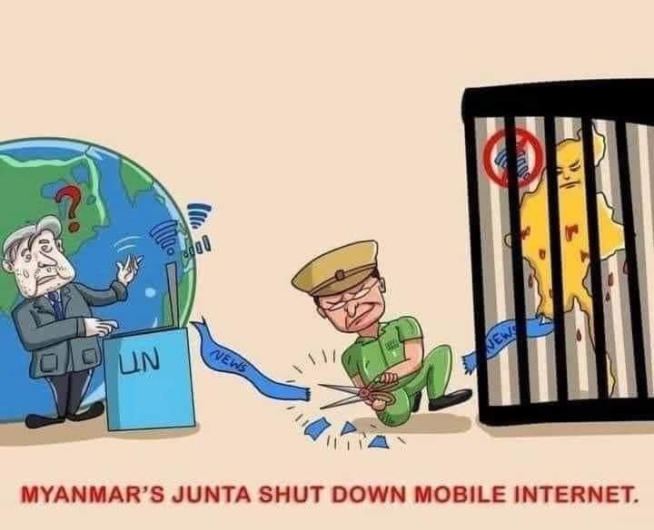 sithu86's tweet photo. To all my friends from abroad!
Military junta is cutting our mobile internet.This post is uploaded through FTTH wifi which may be cut off later.If you don't hear again from us in next24hour,please let the world know that Myanmarpeople are under injustice repression.
#SaveMyanmar https://t.co/FZ4IWzWQ4c