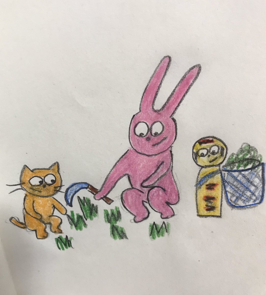 たいがどう たいがどうイラスト乙部 草取りするうさぎん 暖かくなってきて いつの間にか草が伸びてました 今日はみんなで 草取り奉仕団 ボランティアです が お菓子とジュースは 遠慮なく頂きまーす イラスト修行中 草取り ボランティア 春 T