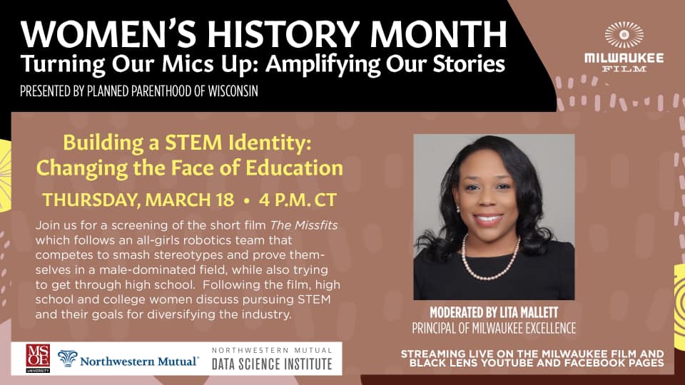 Incoming Curator, Lita Mallett, will be moderating a conversation on Building a STEM Identity this Thursday during a series on shifting the gender balance in STEM hosted by <a href="/mkefilm/">Milwaukee Film</a>  &amp; <a href="/BlackLensMKE/">BlackLensMKE</a>.  

More information: mkefilm.org/WHM