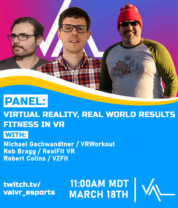 _VAL_VR's tweet photo. Fan of getting your blood pumping? 🏃 Join us tomorrow at 11 AM MDT, when devs from @VirZOOM, @RealFitVR, and @XRWorkout hold a panel discussion on VR fitness! https://t.co/i3WQ7GTbpC #vrwintergames https://t.co/KgBVfEE6Ua