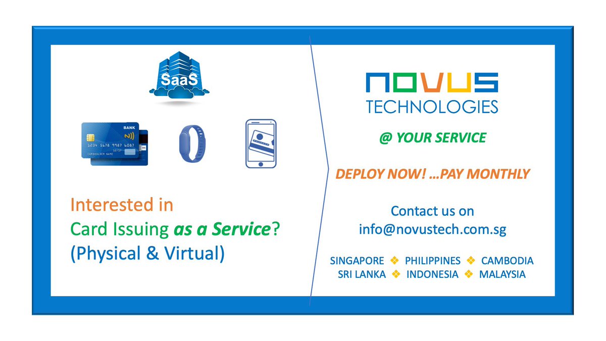 ricardos_khoury's tweet photo. Want to ride the #contactlesspayment wave, but your #card management system is outdated or don’t have one? We got you covered!
#novus #novustechnologies #payments #innovation #contactless #issuance #opex #asaservice #timetomarket #acquiring #payasyougo #cardprocessing https://t.co/YhScq2URbR