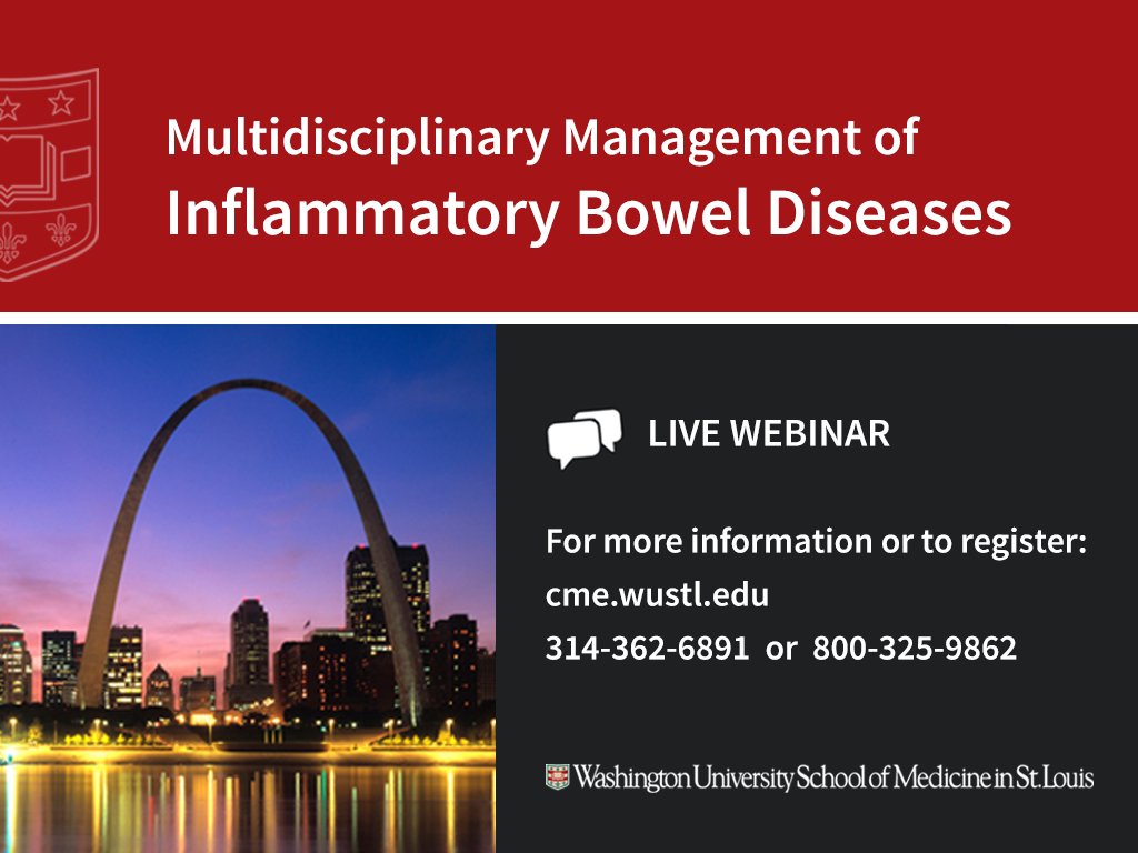 wustlcme's tweet photo. April 24, 2021 Multidisciplinary Management of Inflammatory Bowel Diseases Webinar @wustlcme @ibdwustl @WUGastro #cme #ibd https://t.co/Yx8RHe76li https://t.co/Nc8QUcq3ra