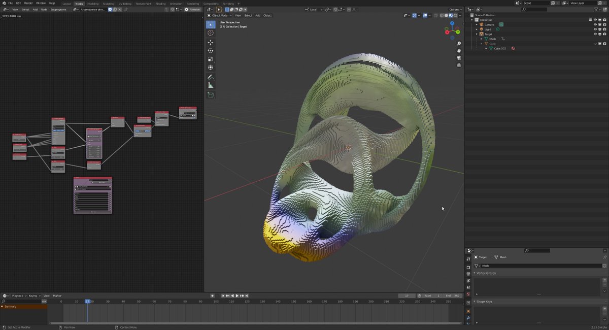 aiekick's tweet image. #julia #quaternion #blender3d #voxelized with #animationnodes