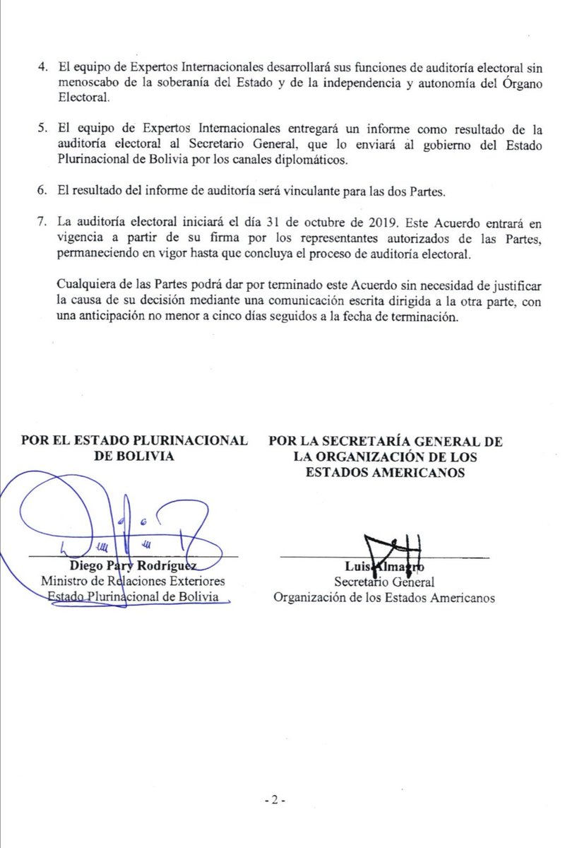 tutoquiroga's tweet photo. GOB de @LuchoXBolivia anuncia juicio a @Almagro_OEA2015, por auditoría electoral vinculante de Oct '19. 
Arce estás perdido, vas a tener que enjuiciar a Evo y a tu Embajador en NNUU, el ex-Canciller @DiegoPary, quien firmó este convenio con Almagro a nombre del fraudulento. https://t.co/PI2urFXSj2