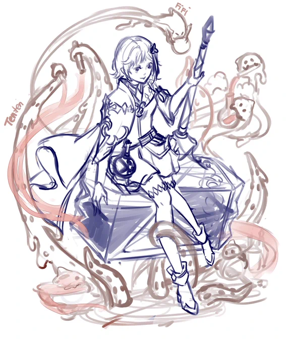 Very productive day!!! Very happy on how stuffs turns out todayy the RPG AU of mine and natal's avatar, I got so many rough done today!! Maybe will do natal's character rough tomorroww 
