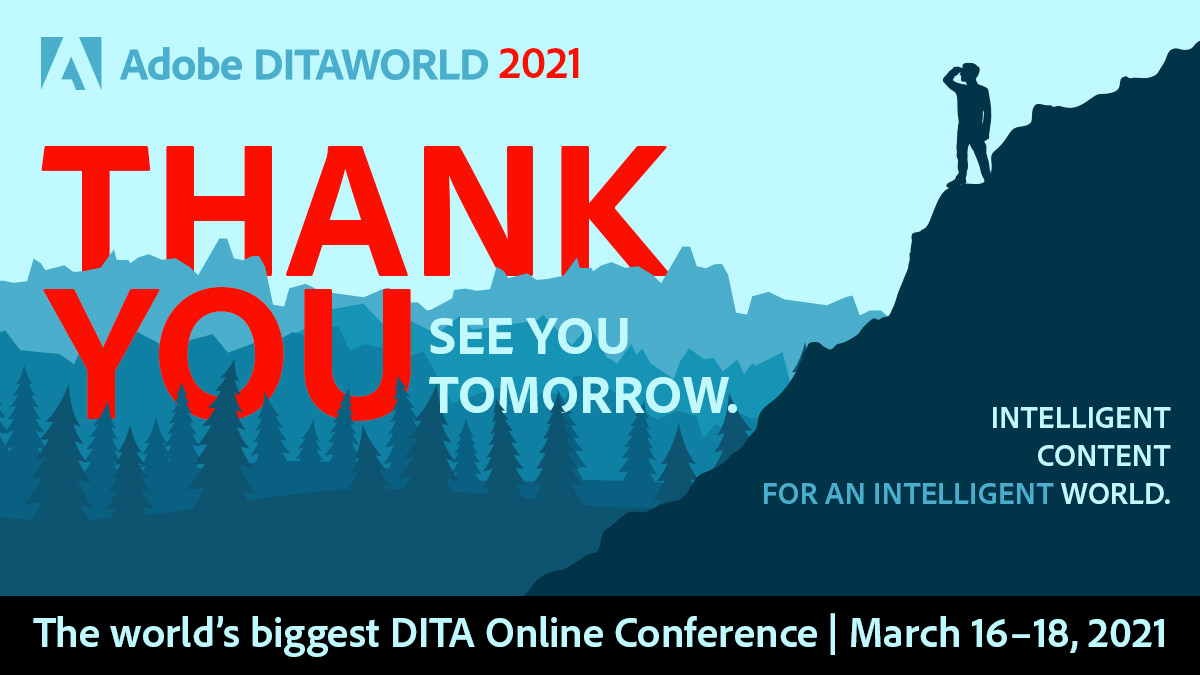 AdobeTCS's tweet image. Thank you for joining us on the first day of Adobe #DITAWORLD 2021 and for making today&apos;s sessions so lively with your questions!

We look forward to welcoming you tomorrow at 9:00 a.m. PDT for the Day-2 of the conference: adobe.ly/3clIT6T

#TechCom #MarComm #XML #DITA