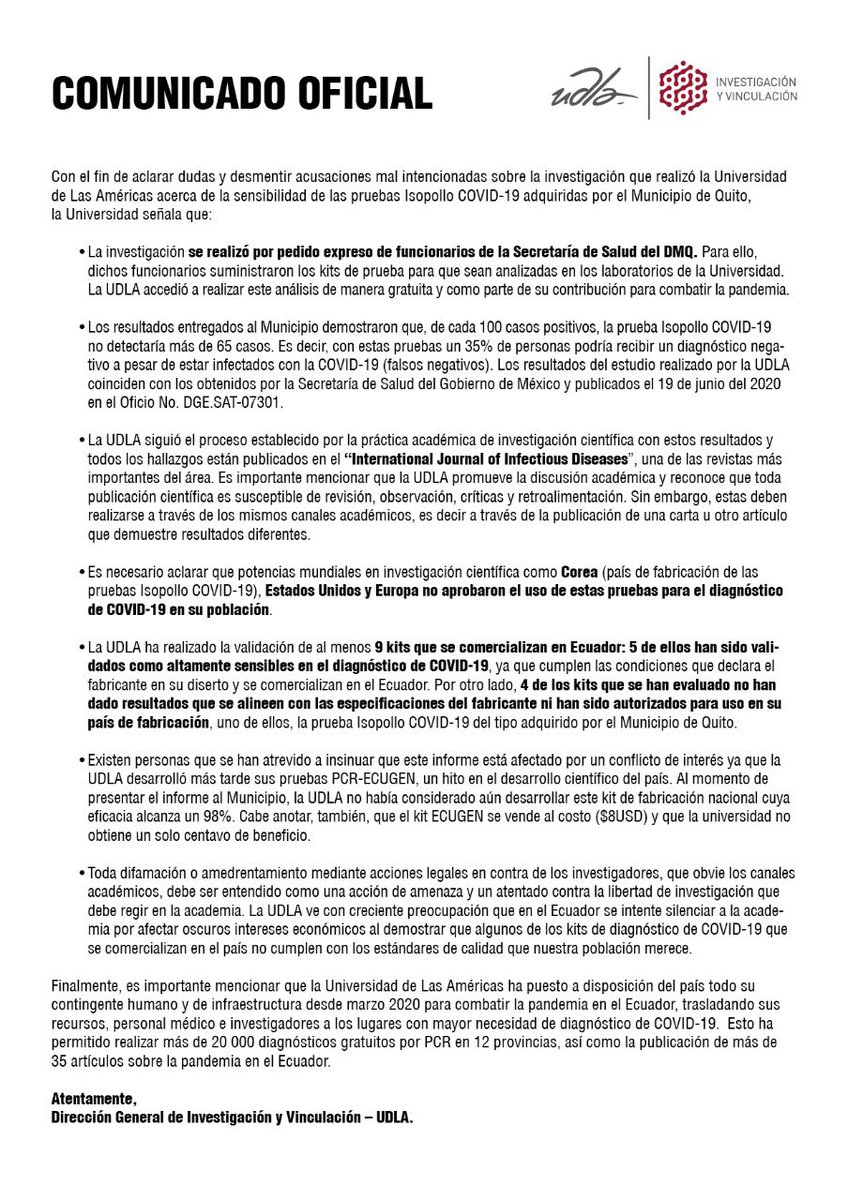 La Universidad de Las Américas a la ciudadanía: