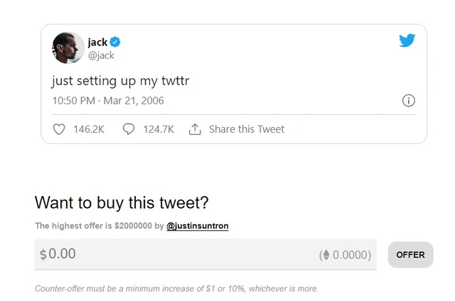 IQofficial's tweet photo. Turning tweets into #ETH: @Valuables by @Cent lets users turn their tweets into #NFTs and sell them for ETH. 

@jack's first tweet received a 1630 ETH ($2.5 million) bid and @elonmusk's NFT tweet received a 625 ETH bid. Both bids came from @sinaEstavi. 

https://t.co/sbWZ0iBJ31 https://t.co/B7Cq78agwZ