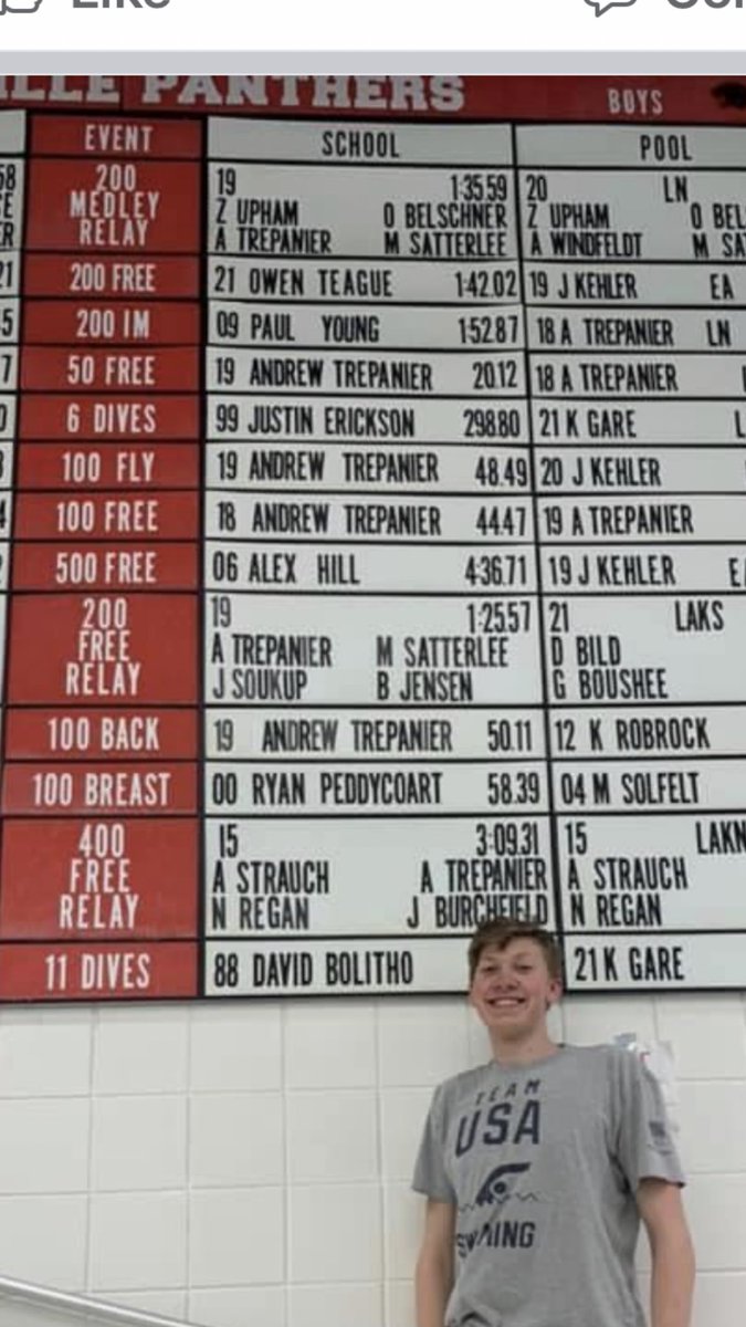It’s official..Owen Teague broke the 200 Freestyle record at Sections...and he’s on the board!