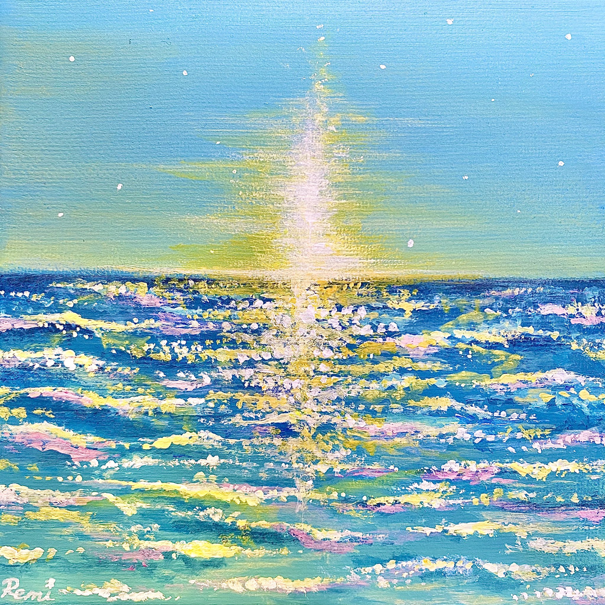 Remi Kubotera 画家 個展開催 銀座9月16 29日 休 24 26日 こんにちは 昨日はちいさな 海の絵を描きました ちいさな海の光 15 15cm キラキラと光る海のその先に 自分にしか見えない光が 見えた気がした 海の絵 青い海 光 の絵 光の絵画 絵画