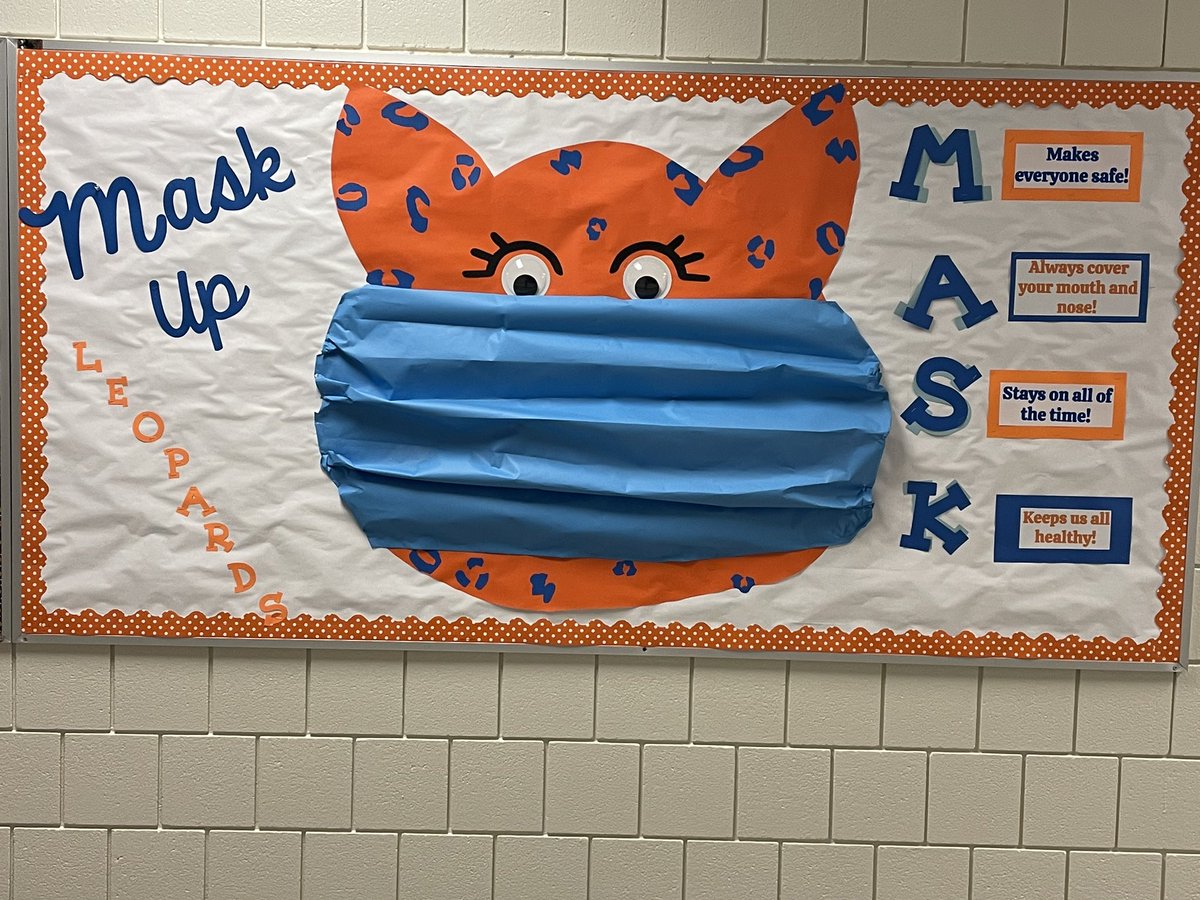 Healthy at Lowe!! More great bulletin boards ready to help remind our in person kiddos how to stay safe as we return to our buildings tmrw! #WeAreLowe 🧡🐆💙