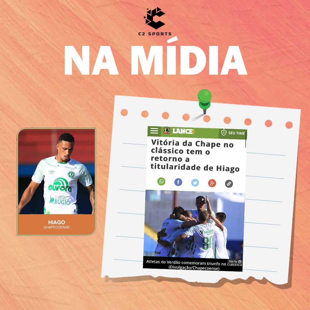 sports_c2's tweet photo. 📲 O zagueiro Hiago, da @ChapecoenseReal, vem de uma série invicta desde a temporada passada. O atleta venceu o clássico com o Avaí por 2 a 1, assim como contra o Criciúma por 1 a 0. #Hiago #Chapecoense https://t.co/70f1qH0yrB
