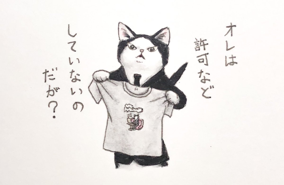 『エージェントは無許可でTシャツにデザインされ、苦言を呈するが実は嬉しい』👕😼💓
 #キミとダスキス  #過去絵 