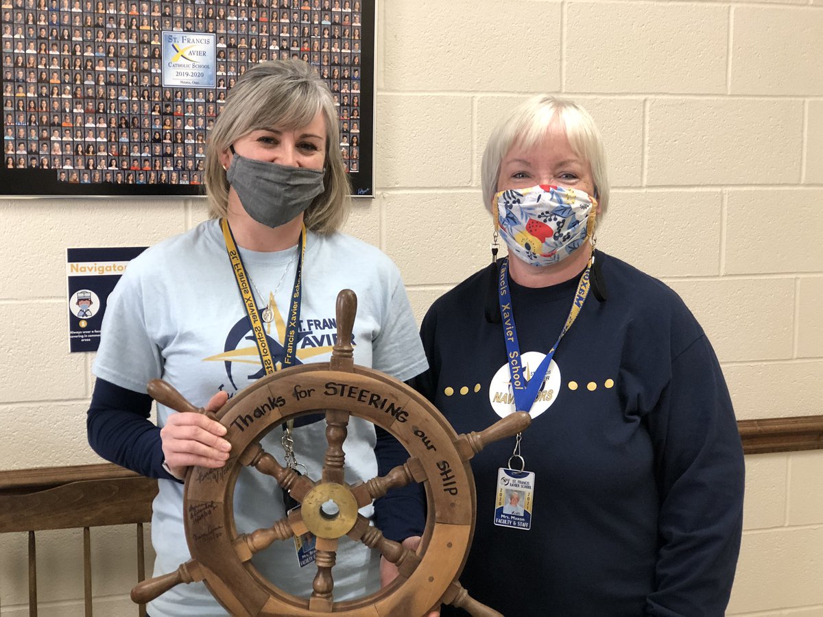 SFX_Medina's tweet photo. Congratulations to Mrs. Jackie Brauser for receiving the STEERING our SHIP award. Mrs. Brauser works hard on our admissions and development of our school. She is a competitive crew member and does it with a friendly smile and a positive attitude! ⚓️💙#navigatorway https://t.co/3NKSUPuCIY
