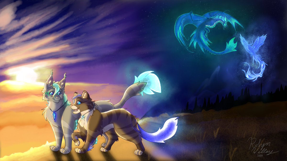 A happy belated birthday to <a href="/mechafeline/">Wavey</a> ! I really loved the designs for our old characters you did for my birthday, so I thought it might be fun to draw them with their alternate forms. I hope you had a great day and I can't wait to see and talk to you again. Love you buddy. <3