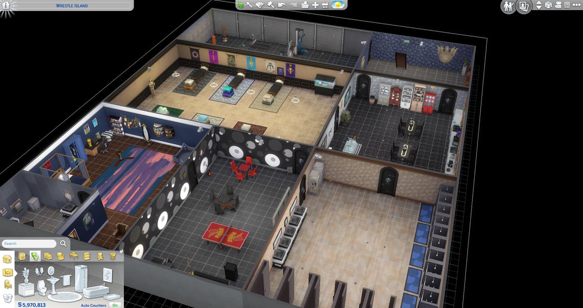 RTBWfed's tweet photo. Behind the scenes here are the living quarters for the contestants of wrestle island. I may add more to it later and that room on the bottom left you might be wondering will be for a winner of a round to enjoy. Making progress show to come soon! #WrestleIsland https://t.co/TCw1G3G5LB