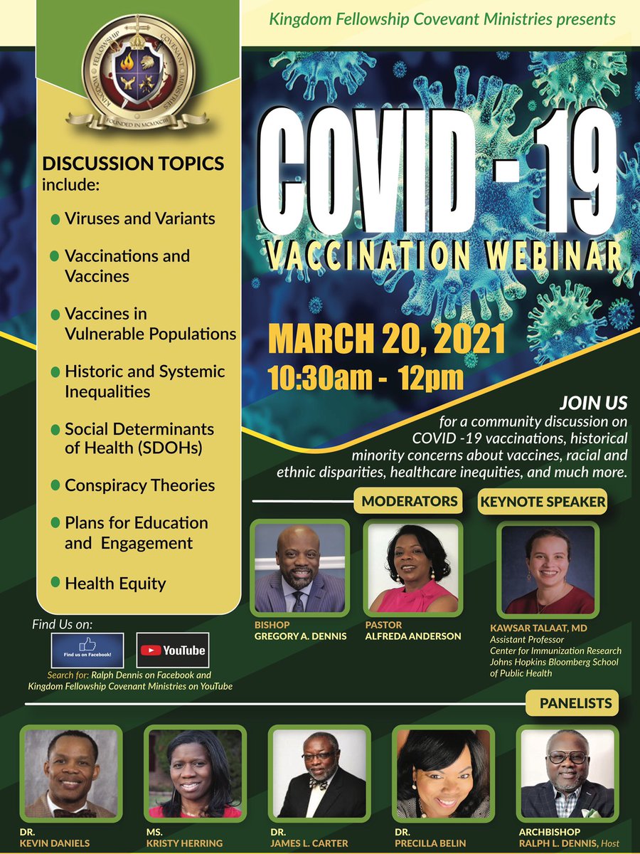 KWCMaryland's tweet photo. Join us March 20th, 2021 @ 10:30am for our COVID-19 discussion. #KingdomOnSocial #KFCM #COVID19 https://t.co/o4IPPNRIw8