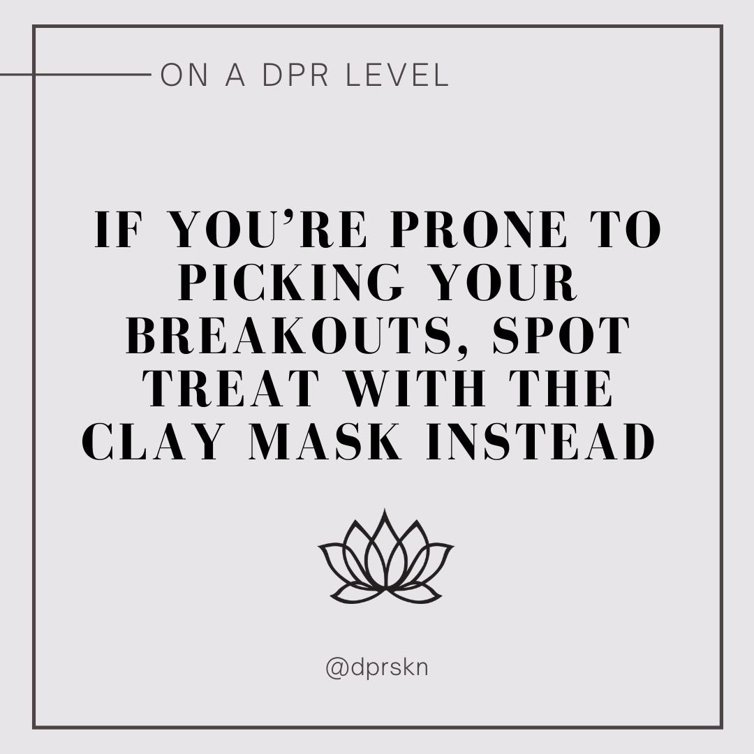 dprskn's tweet photo. #onadprlevel Beauty Tip Tuesday: If you’re prone to picking your breakouts, like me… Spot treat with the Clay Mask so the breakout is covered so you aren’t tempted to pick it. #dprskn #skincaretips #acnetips #maskne #beautytips #wellness https://t.co/kreA2tLPCR