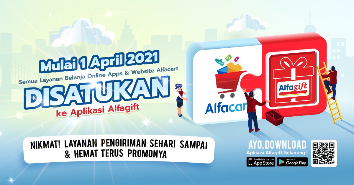 Halo Alcartian! Info penting untuk kalian ketahui, kalo mulai 1 April 2021 semua layanan belanja online apps dan website Alfacart DISATUKAN ke aplikasi Alfagift!

Yuk, segera download aplikasi Alfagift sekarang >> alfagift.onelink.me/1087556432/STL

 #BersatuJadiKuat