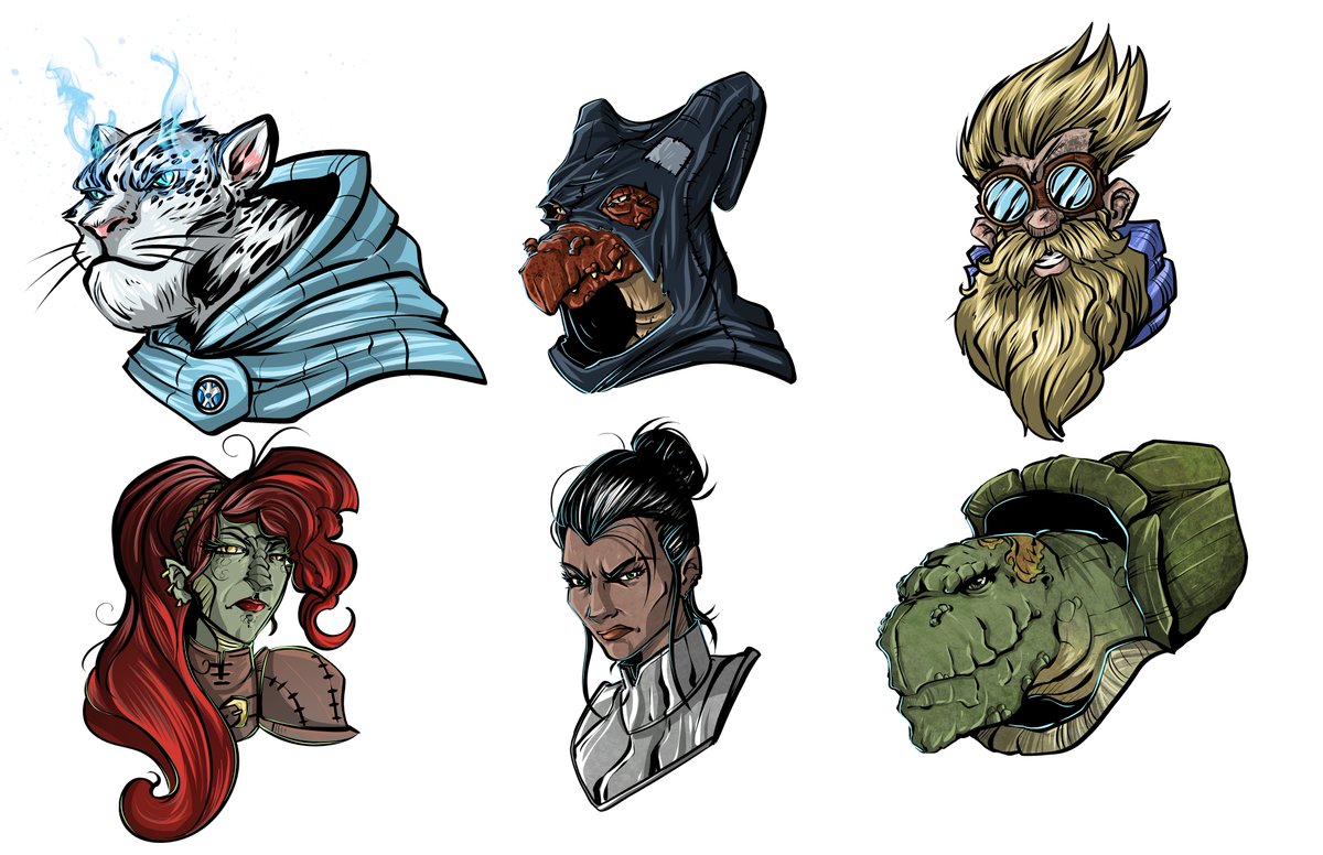 Here are some character head shots! Can you guess which player goes with which character?