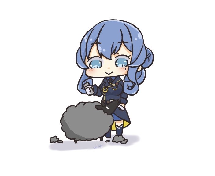 gotland (kancolle) sheep 1girl mole under eye blue hair mole single hair bun hair bun  illustration images