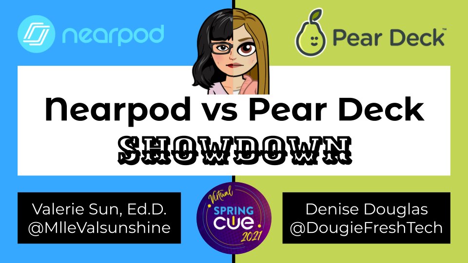 Y'all ready for THE showdown with @nearpod & @PearDeck at #SpringCUE? @DougieFreshTech & I got you! Join us on Sunday, 3/21 at 2 PM! #WeAreCUE #techyteacher #edtech #midnightpedagogy