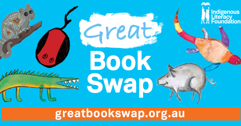 IndigenousLF's tweet photo. The Great Book Swap is a great way to celebrate reading, learn more about Indigenous languages and culture, and raise funds for the ILF. 

Schools, workplaces, libraries, universities and all kinds of organisations can register. 

This year, we are aiming to raise $350,000!