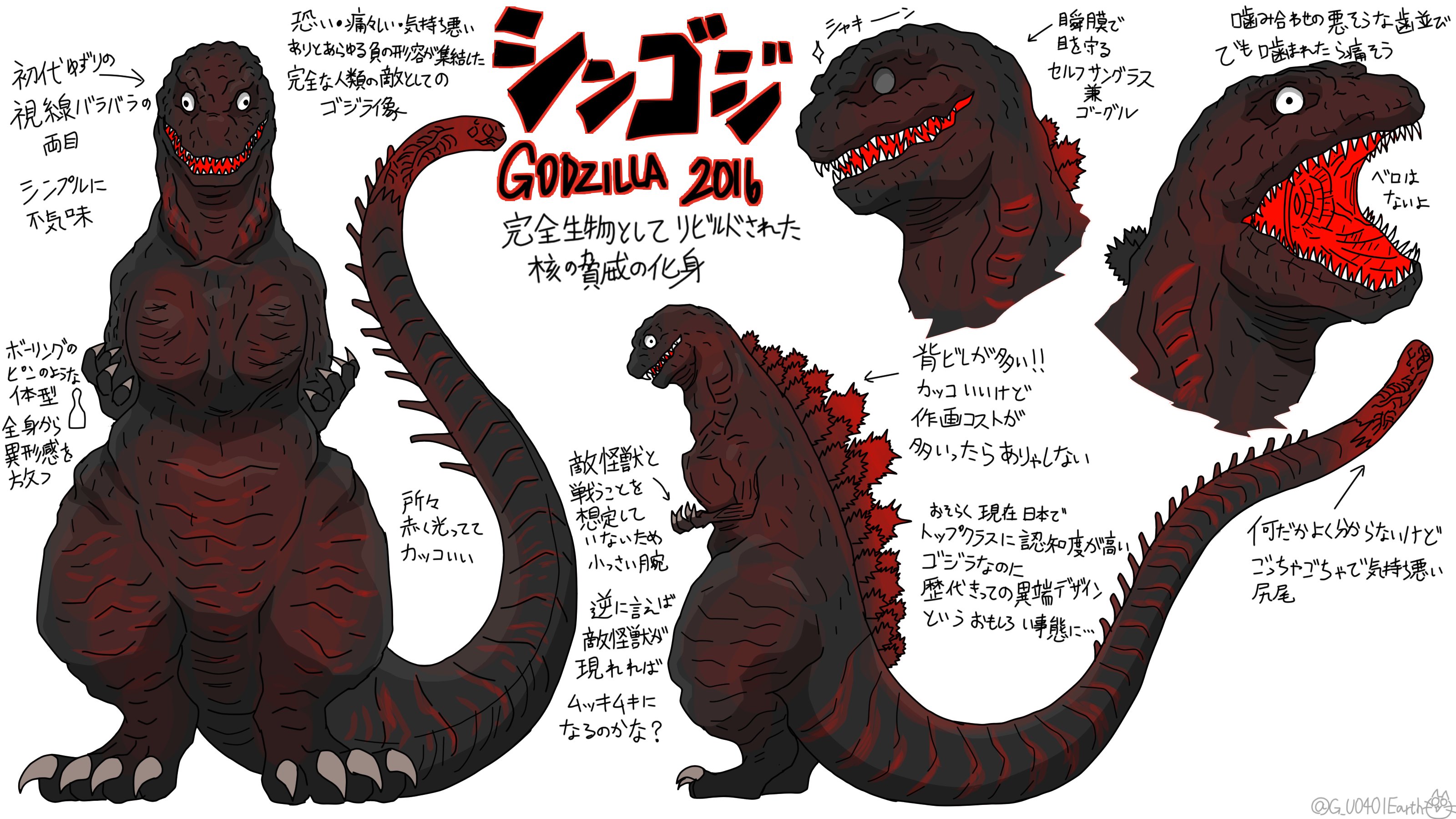 猫怪獣ノラ シンゴジの デフォルメイラスト練習 ゴジラ Godzilla T Co 1tgtpp49ie Twitter