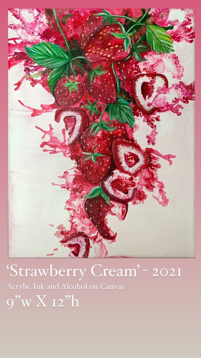 PaintyJayne's tweet photo. Finished • Love the way this one came out • Eat the Rainbow 🌈 #acryliconcanvas #alcoholink #ArtistOnTwitter #strawberry #painting https://t.co/jeldE0Jj4b