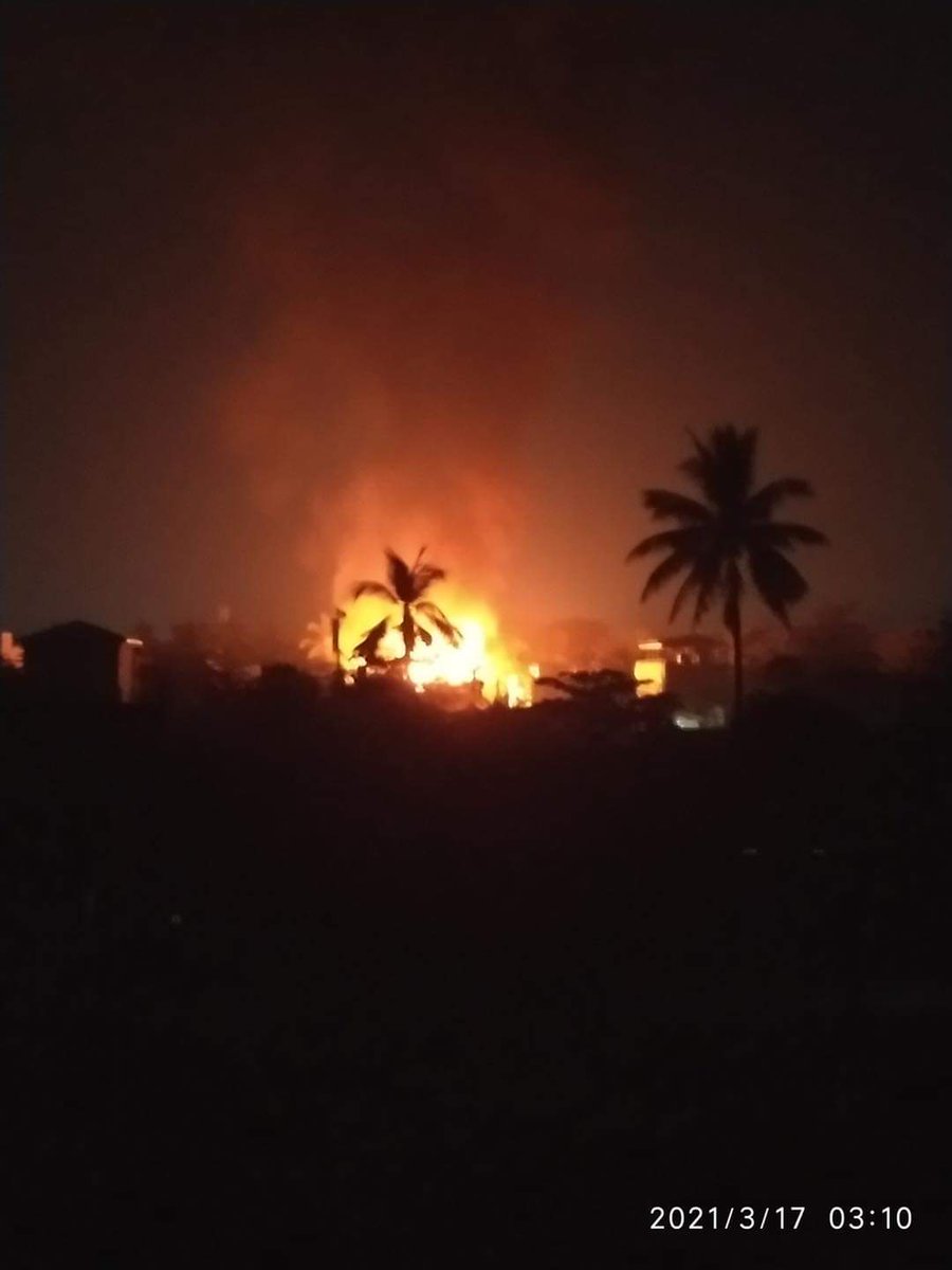 NangSuMonSwe1's tweet photo. RESTORE MOBILE DATA
On the morning of 17.3.2021, some houses in 3 wards in Hlaing Tharyar Township 3 Top Station were set on fire at around 2:00.
(Damage not known)
#WhatsHappeninglnMyanmar
#Mar17Coup
@RapporteurUn
@DrSasa22222 
@TostevinM https://t.co/oW3pQNtkNI