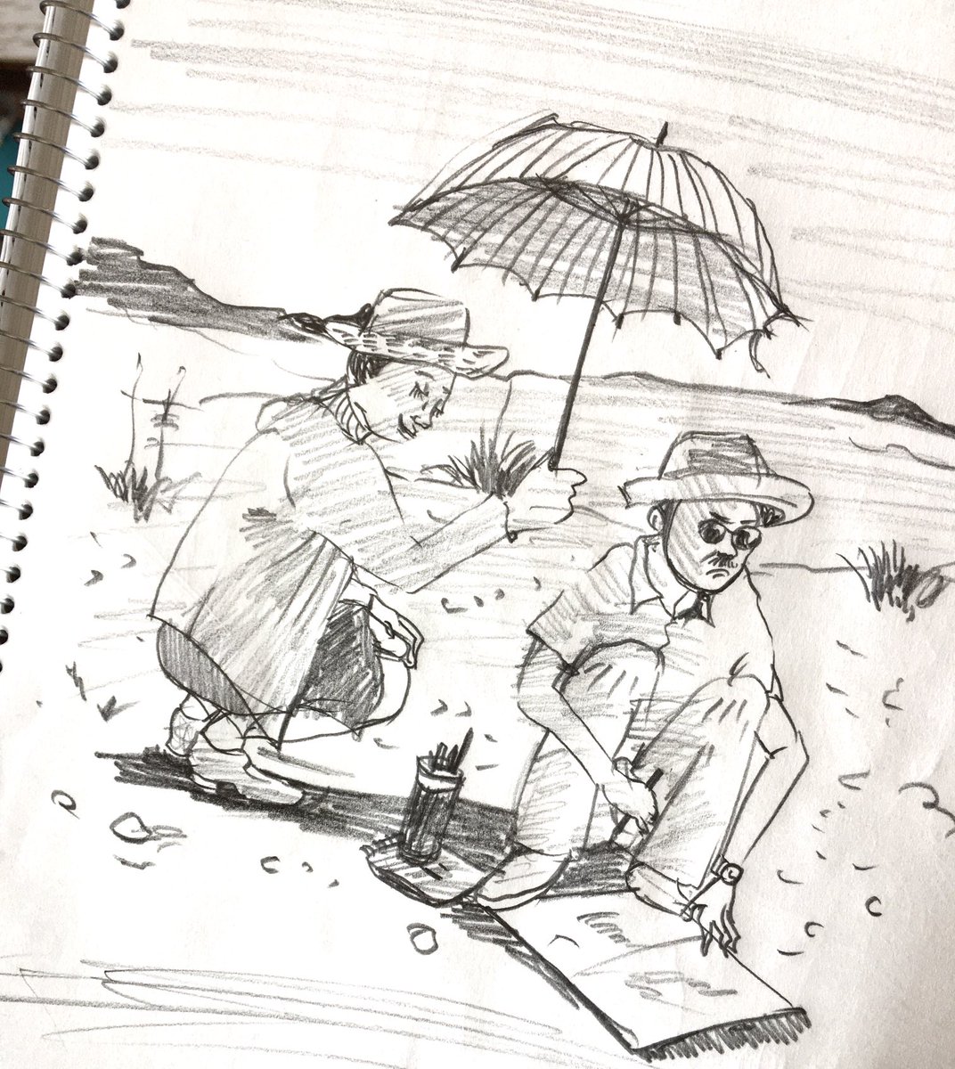 今日のかっ飛ばし午後から仕事家めしスケッチは「画家とその妻」です。 