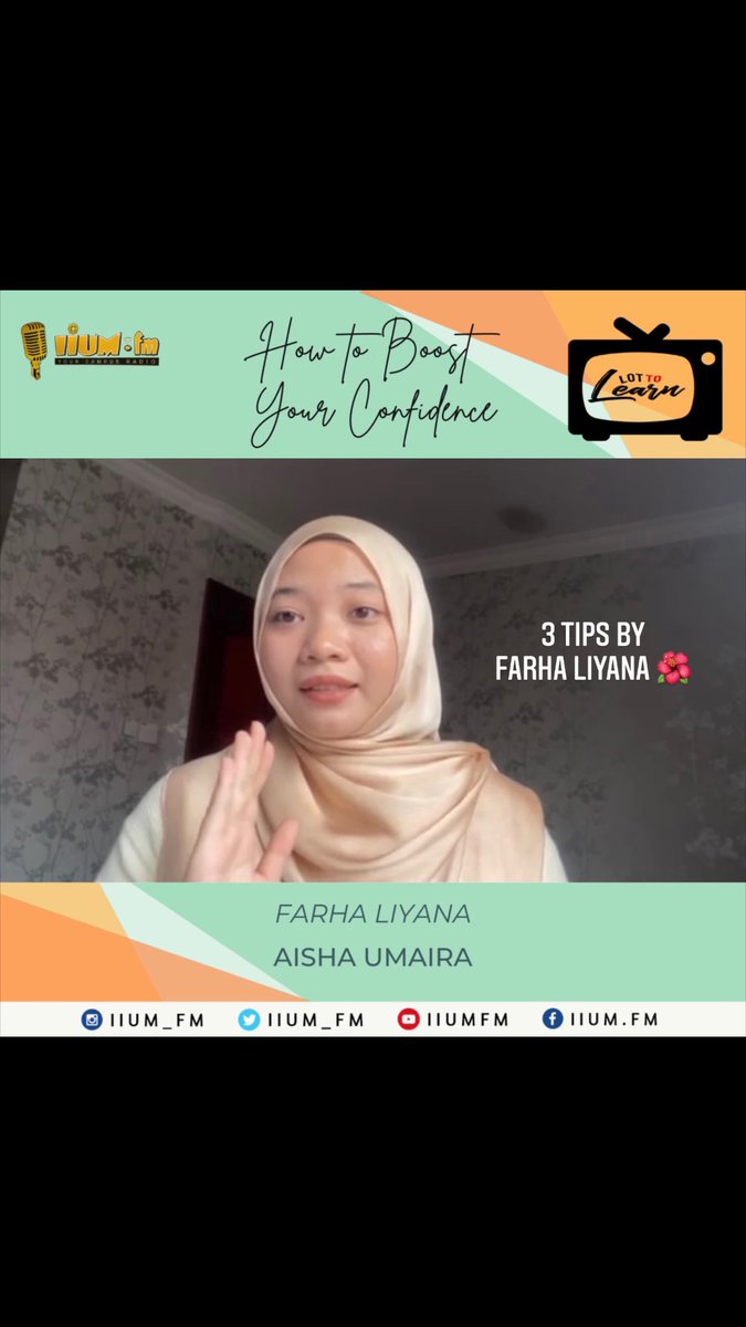 iium_fm's tweet photo. “OH NOO! I’M NOT CONFIDENT” 😭

Worry not guys! Today, Dj Farha will share some tips on how to boost up your confidence level 🌟 

Visit our Instagram to watch more about this useful tips⬇️
https://t.co/prnplOtszH

#iiumfm #iium #iiumradio #LotToLearn #confidence https://t.co/cmlNWKLmtB