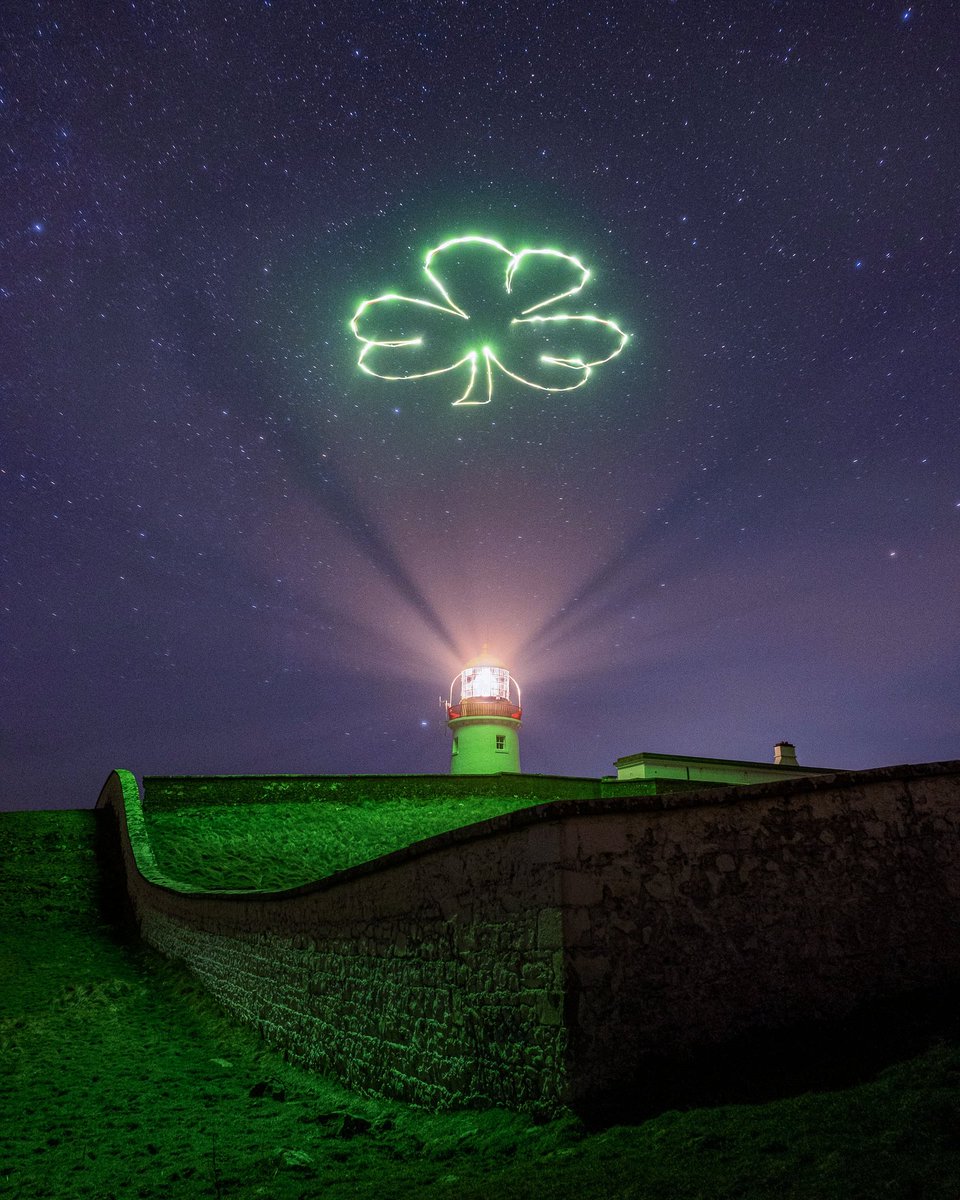 Happy St Patrick's day everyone.
A little bit of light painting help from my drone to trace a shamrock in the sky over the lighthouse at St Johns point. 
instagram.com/rory_odonnell 
#odonnellphotography

#stpatricksday #lighthouse #shamrock #visitireland  #donegal