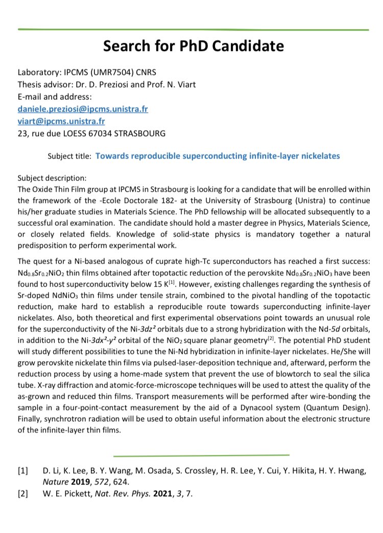 Daniele Preziosi The Oxide Thin Film Group At Ipcms In Strasbourg Is Looking For A Phd Candidate Willing To Continue His Her Studies In Materialsscience More Info Below Please Rt T Co Lchrnpsypj