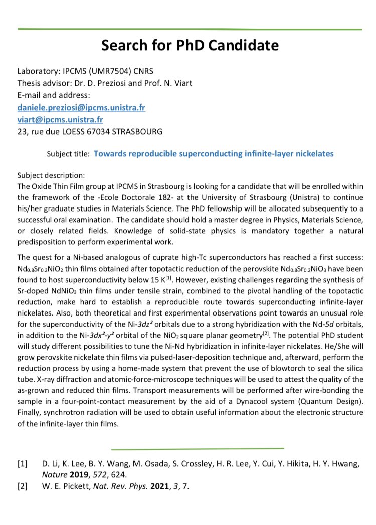 Daniele Preziosi The Oxide Thin Film Group At Ipcms In Strasbourg Is Looking For A Phd Candidate Willing To Continue His Her Studies In Materialsscience More Info Below Please Rt T Co Lchrnpsypj