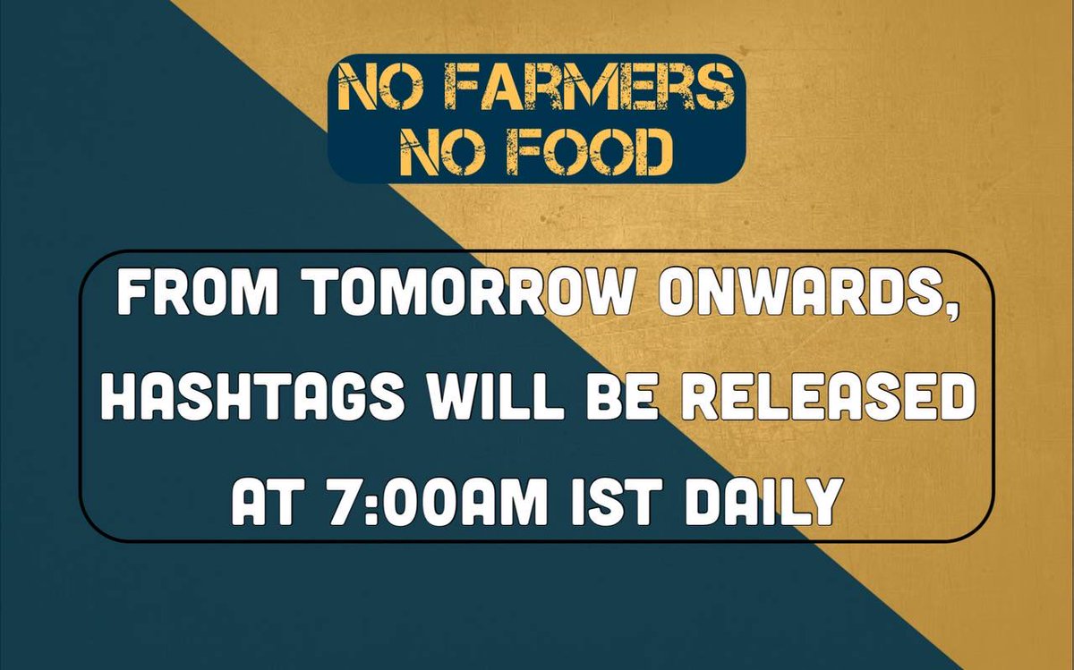 kisanektamorcha's tweet image. &apos;Kisan Ekta Morcha&apos; Official Hashtag Will Be Released at 7:00 AM (IST) From Tomorrow! 

Share It &amp;amp; Viral It! 

#FarmersProtest #NoFarmers_NoFood
