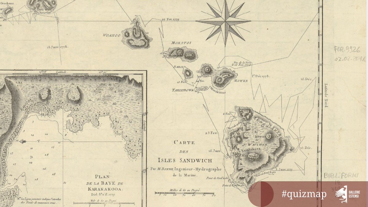 GaEstensi's tweet image. Pronti a giocare con noi? Questa è una mappa della fine del &apos;700 che rappresenta le Isole Sandwich. Qual è il nome con cui sono conosciute oggi? 🤔 Soluzione alle 18.00! #quizmap