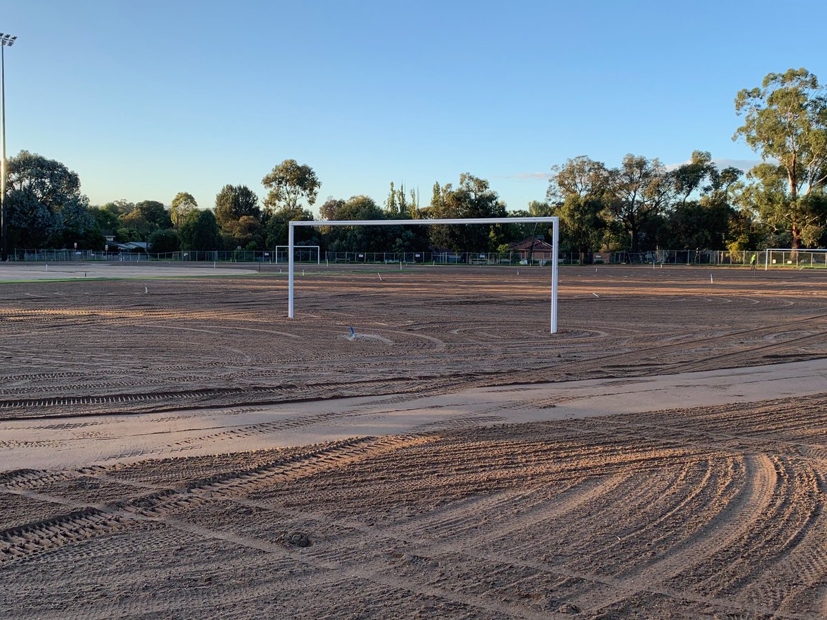 STRI_Australia's tweet photo. Stage 2 of grass installation has commenced at Silcock Reserve in Ringwood. The completed project will provide four re-developed football pitches along with a new pavilion. An excellent sporting complex for the local community. #strigroup #striaus #community #turfgrass #project https://t.co/Y0QoREMSi3