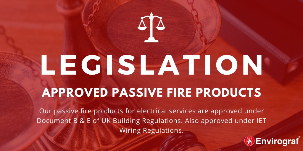 Our #passivefireproducts are #firetested and approved under #UKbuildingregulations and #Wiringregulations. We are committed to creating #fireproducts in line with ever-changing government #legislation. Read more on #fireprotection for #electricalservices:- envirograf.com/fire-protectio…